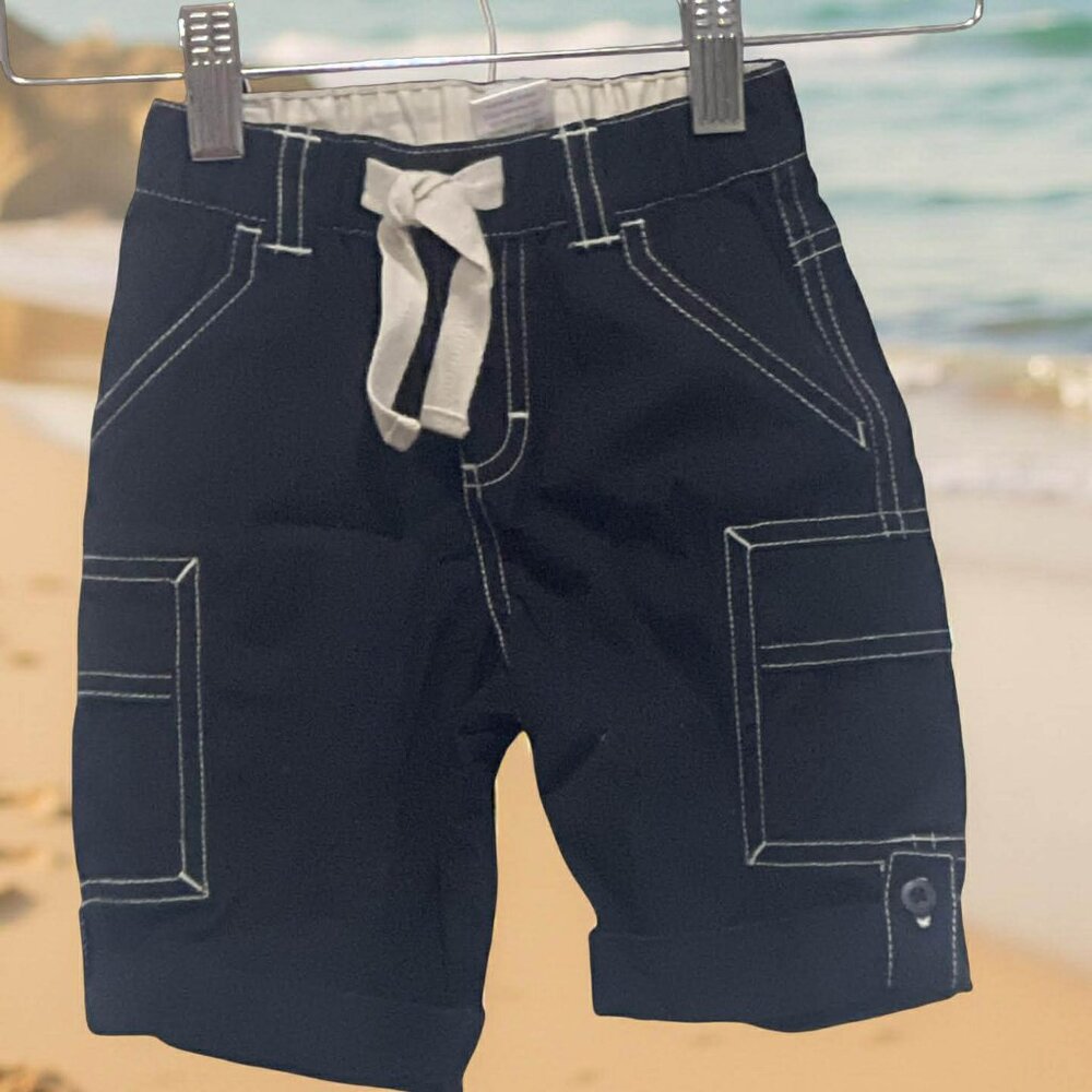 Gymboree NWT SAILING CLUB Navy Blue Roll up Pants 3- 6 mos